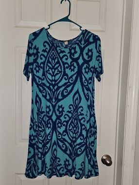 HEIMISH USA Blue and Teal Patterned Dress